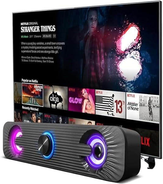 Caixa de Som Soundbar Gamer Subwoofer LED RGB