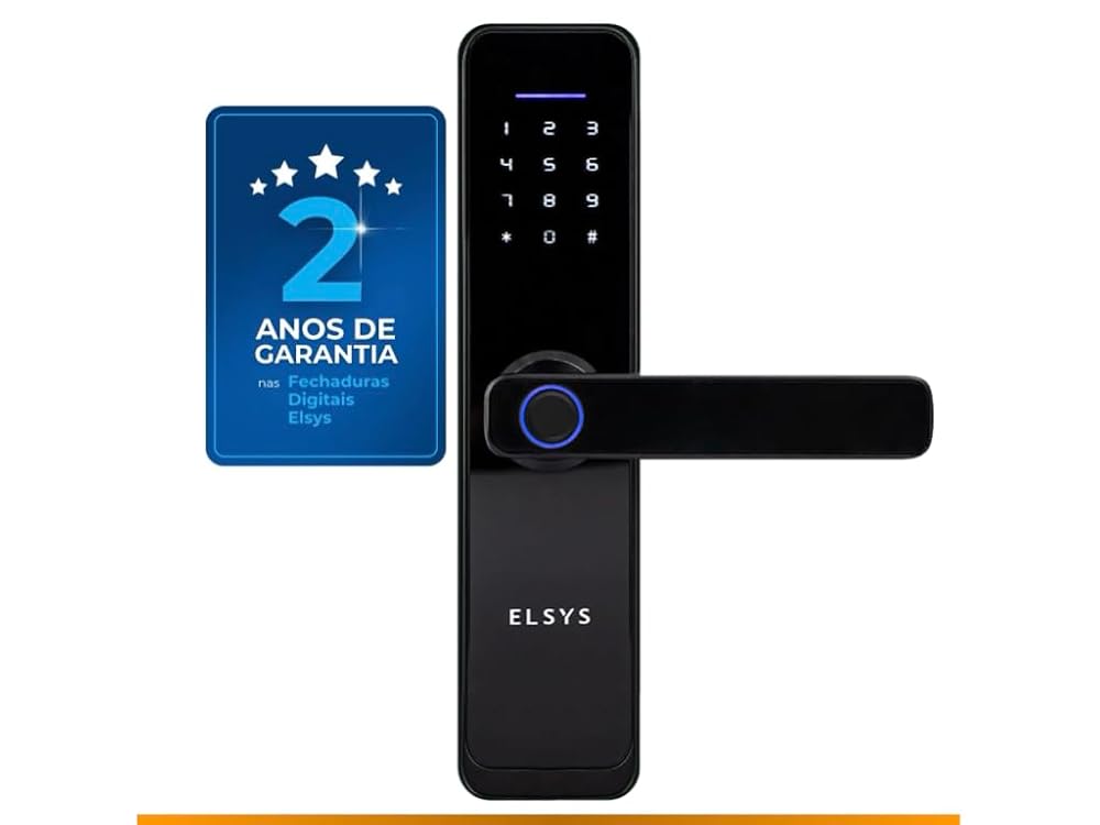 Fechadura Digital de Embutir Elsys ESF-DE4000B Wi-Fi com Biometria