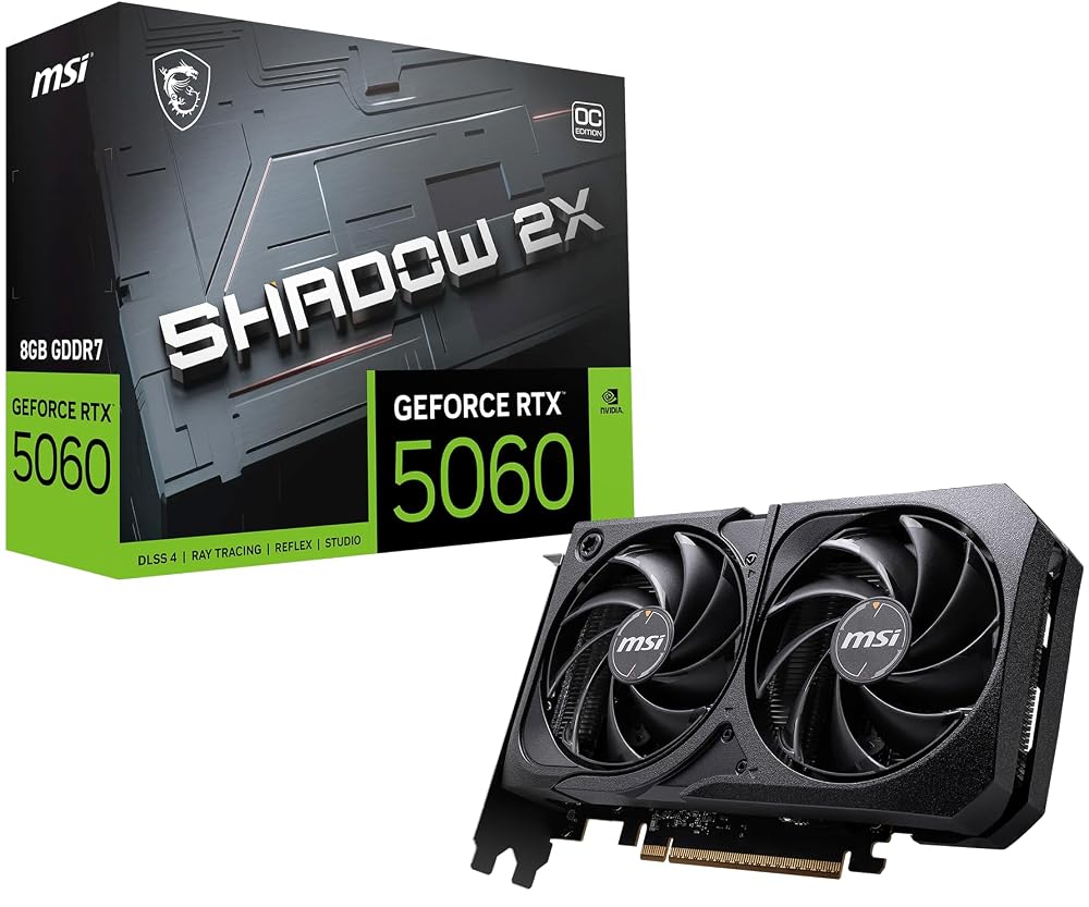 Placa de Vídeo MSI GeForce RTX 5060 Shadow 2X OC, 8GB GDDR7